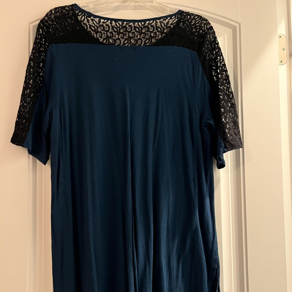 Blue with black lace top